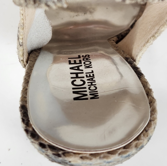 Michael Kors Chic Python Pattern Leather Peep Toe Heels Size 8M - Picture 13 of 16